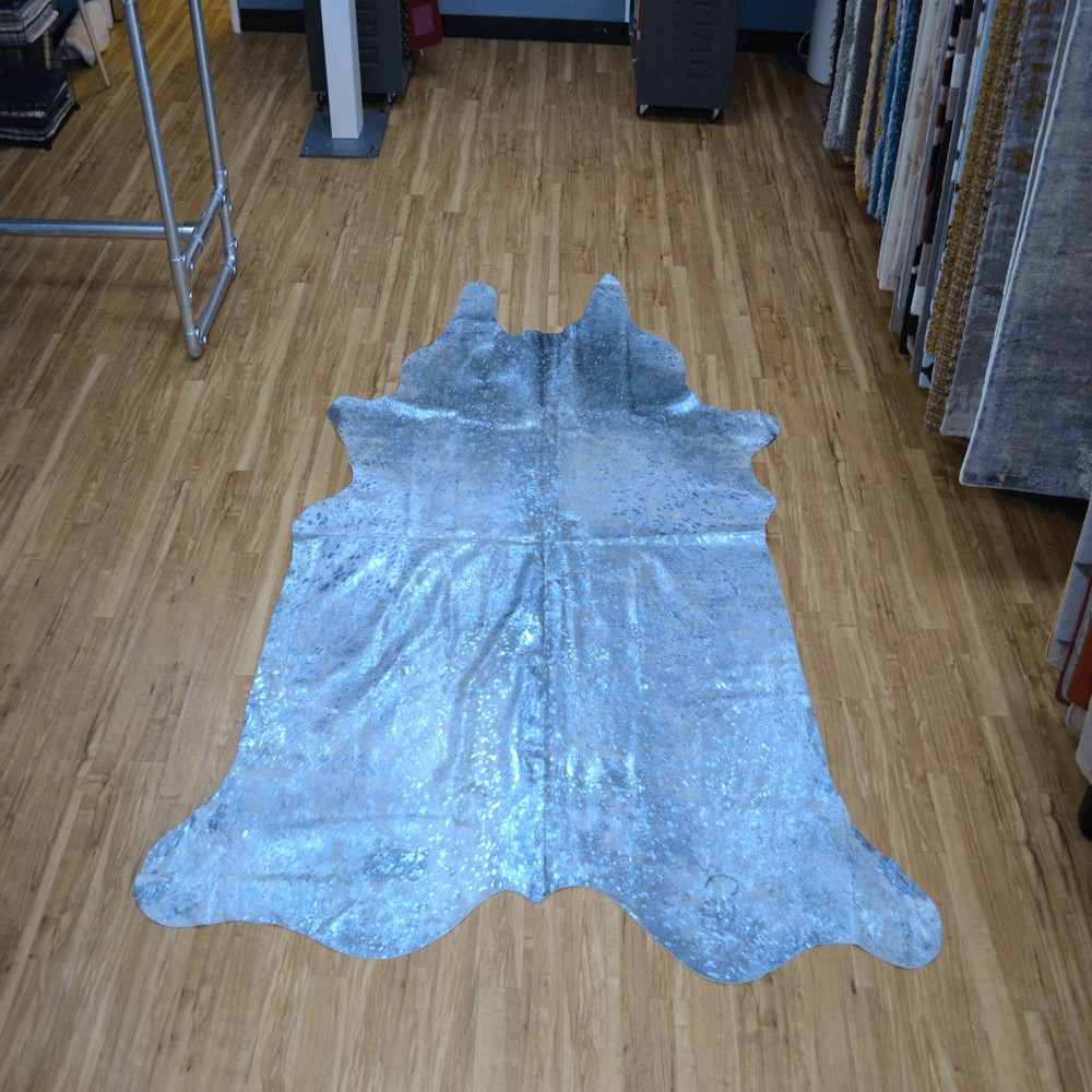 Metallic Cowhide 9695 Rugs in Blue